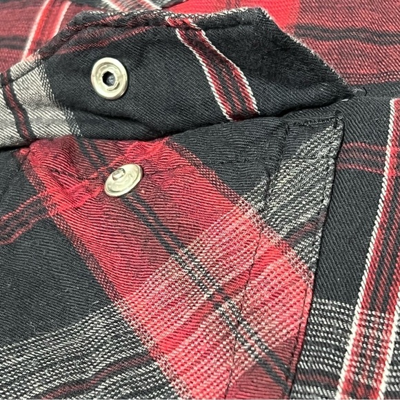 HELIX Western Red Black Plaid Long Sleeve Button Down Men's Shirt Size L - Picture 7 of 16